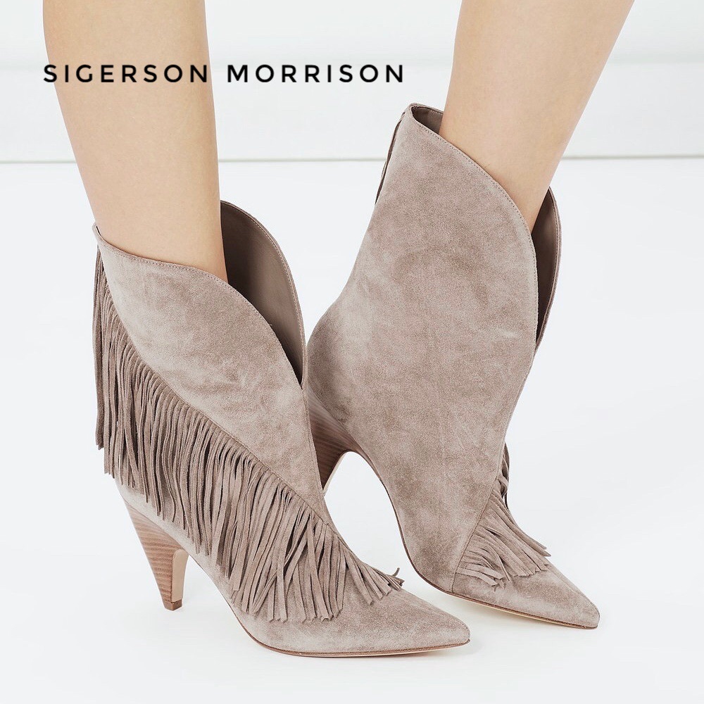 NWT Sigerson Morrison Fringes Boots Heeled Booties